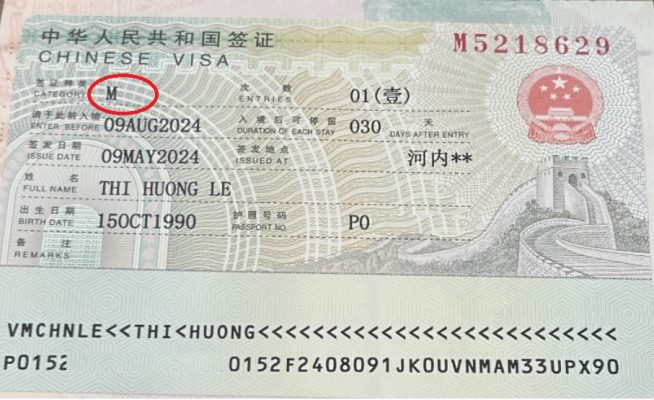 Visa thương mại trung quốc - visa M